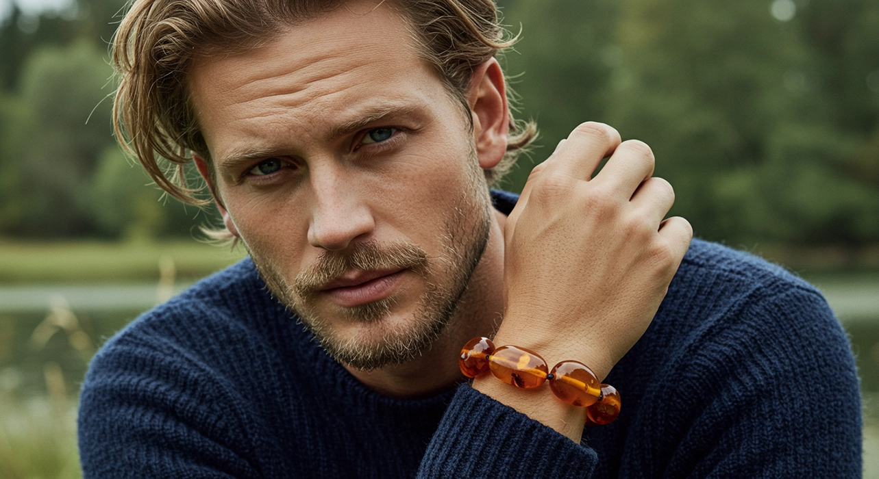 Dzintara rotas vīriešiem Rotaslietas vīriešiem ar Baltijas dzintaru: krelles, kaklarotas, kuloni, aproces/rokassprādzes