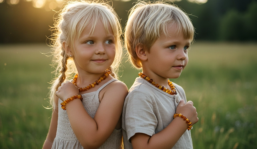 Baltijas dzintara rotas bērniem - zēniem un meitenēm | Saules akmens rotaslietas